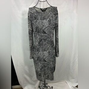 kamali kulture polka dot midi dress with long sleeves size S